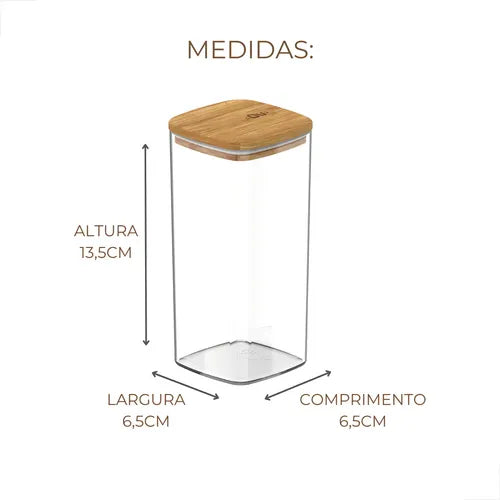Pote Hermético Organizador Tampa De Bambu 340ml Keep Ou