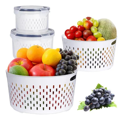 Kit 3 Organizador De Geladeira E Armário Com Tampa Hermética