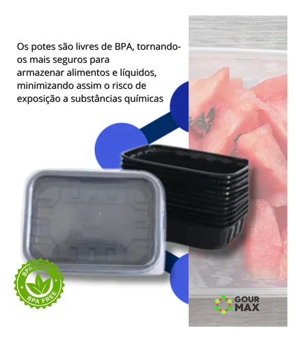 24 Pote Vasilha Descartável Preto 500ml Embalagem Marmita