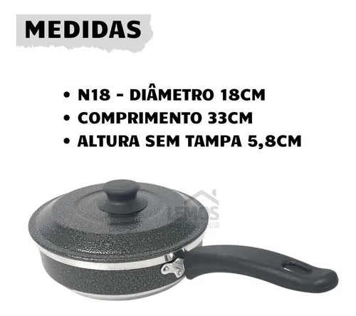 Jogo De Frigideiras Com Tampa Conjunto 3 Peças Tam 18 20 22 Cor Preto