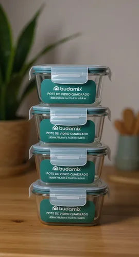 Kit 4 Pote De Vidro Tampa Hermética 4 Travas Vedação 800ml