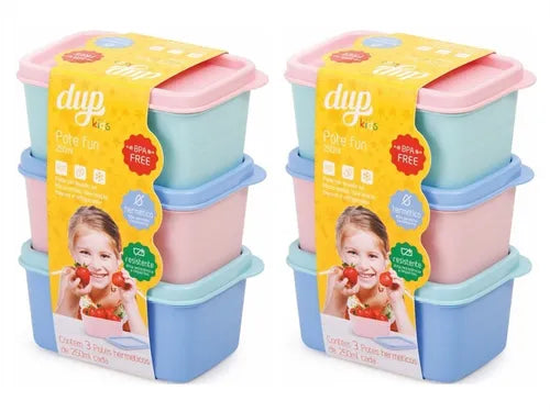 6 Potes Herméticos Infantis Kids 250ml Bpa Free - Envio Já
