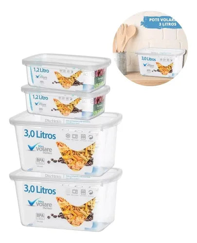 Potes Para Presídio - 2 Potes De 3 Litros E 2 Potes De 1,2l