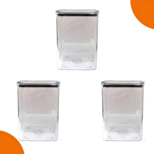 Pack 3 Potes para Alimentos Qualyplas Hermetico 1L Acrilico Transparente