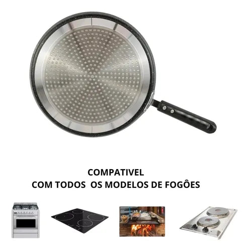 Frigideira Indução Antiaderente Crepe Tapioca Panqueca 22cm Cor Black/wood