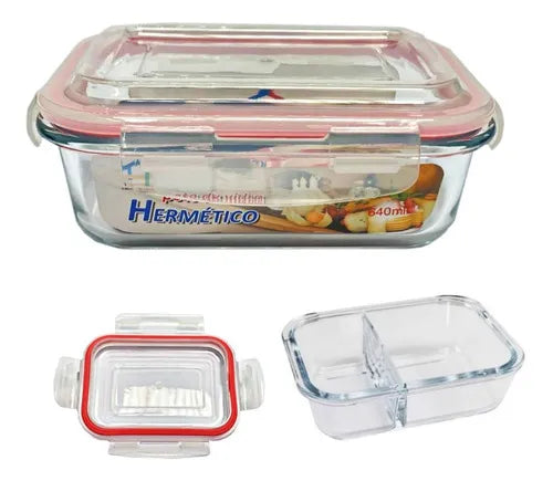 Pote Vidro Hermético Tampa Retangular 640ml