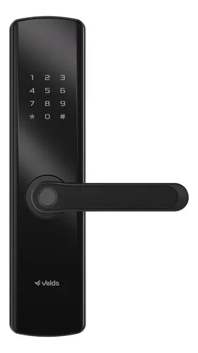 Fechadura Digital Inteligente Velds, Wi-Fi, de Embutir com Biometria App Senha Tag, Preto Fosco