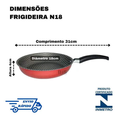 Frigideira Alta Funda 18 Cm Antiaderente Com Tampa Vidro Top