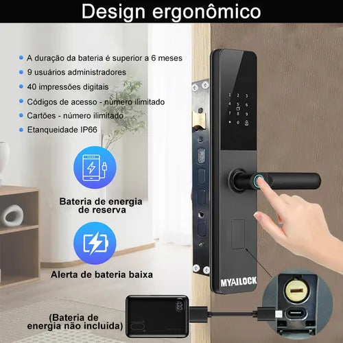 Fechadura Eletronica Digital Biometria Senha Wifi+bluetooth