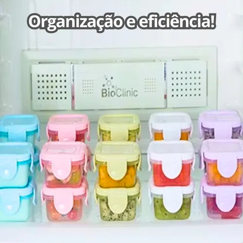 4 Mini Potinhos Potes Frutas Papinhas Grãos Lanche Com Trava