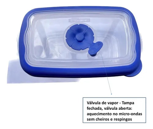 Kit De 3 Potes Herméticos Plástico Marmita Transparente