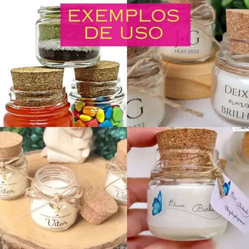 50 Mini Pote De Vidro 40ml P/ Velas Tampa De Rolha Promoção