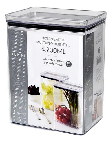 Pote Organizador Hermético Grande 4.200 Ml Para Arroz Mant.