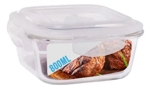Conjunto 4 Pote Vidro 800ml Hermético Marmita Tampa 4 Travas