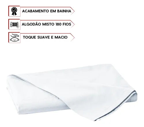 Lencol Queen Avulso Superior Algodão 180 Fios Penteado Rosa Cor Branco Desenho Do Tecido Liso