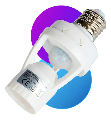 Sensor De Presença P/lâmpada Soquete E27 C/fotocélula Bocal Sensor De Movimento Infravermelho