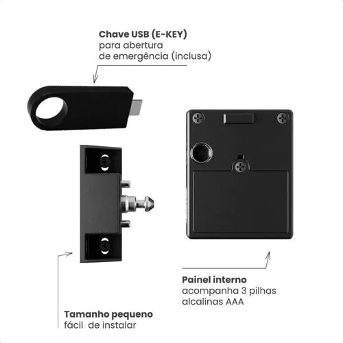 Fechadura Digital Invisível Moveis Gaveta Joias Papaiz 1002