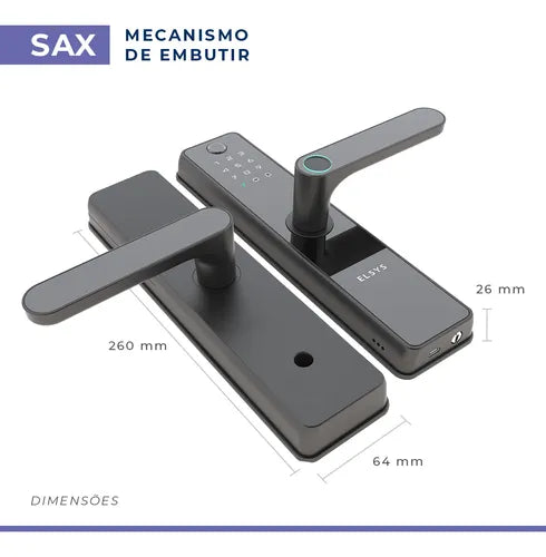Fechadura Digital De Embutir Esf-de51001 Sax Prata Cor Preta