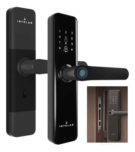 Fechadura Eletronica Digital Intelar Remoto Wifi Desbloquear Preto