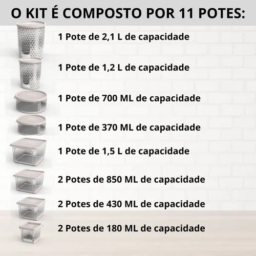 Kit Potes Alimentos Mantimentos Jogo Conjunto Plastico 11 Un