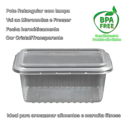 Pote Descartável 750ml Tampa Marmita Microondas Freezer 24un