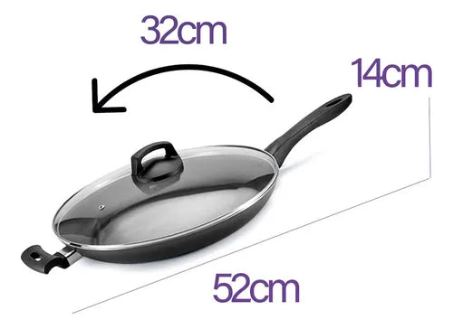 Frigideira Antiaderente 32cm Tampa De Vidro Magnific Panelux