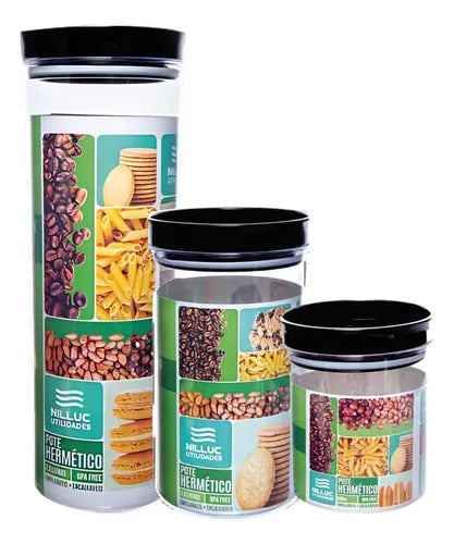 Kit 3 Pote Herméticos Empilháveis Macarão, Mantimentos