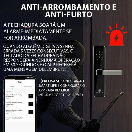 Fechadura Digital Biométrica Smart Com Câmera E Tuya App