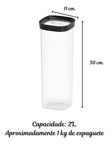 Kit 3 Potes Hermeticos Arroz 4l Feijão 2,5l E Macarrão 2l.