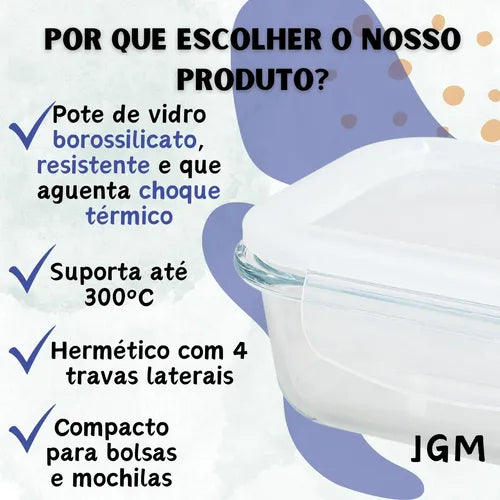 Kit 4 Potes Hermético Vidro 370ml E 640ml Marmita Com Trava