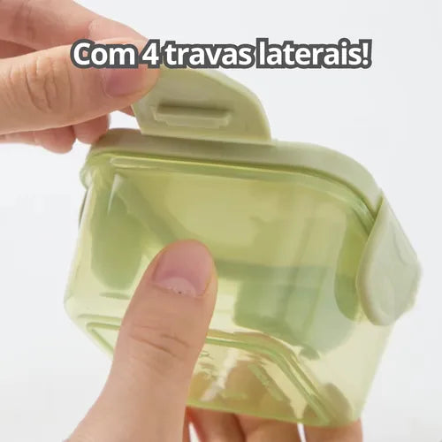 4 Mini Potinhos Potes Frutas Papinhas Grãos Lanche Com Trava