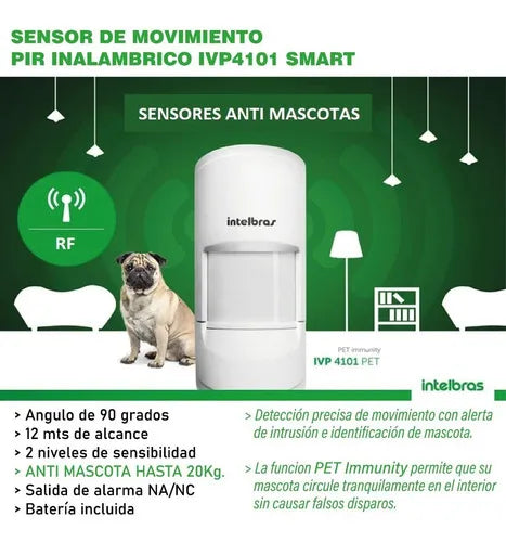 Sensor de movimento anti-animais de estimação Intelbras Wireless IVP4101