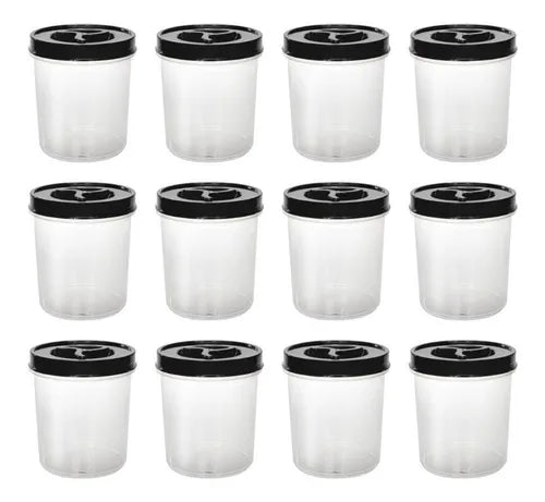 Kit 12 Peças Pote Porta Alimento Tampa Rosca 500ml Freebpa Cor Preto