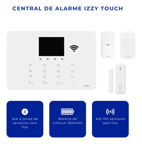 Kit Central De Alarme Izzy Touch Wifi 433mhz Segurança Agl