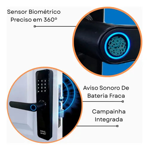 Fechadura Eletrônica Sl150 De Embutir Com Biometria Papaiz