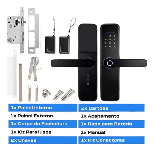 Fechadura Eletrônica Digital Bbg Smart Lock Preta Biometria