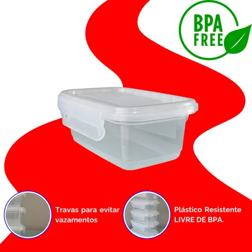 Kit 12 Pote Marmita Reutilizável Comida Congelador Freezer