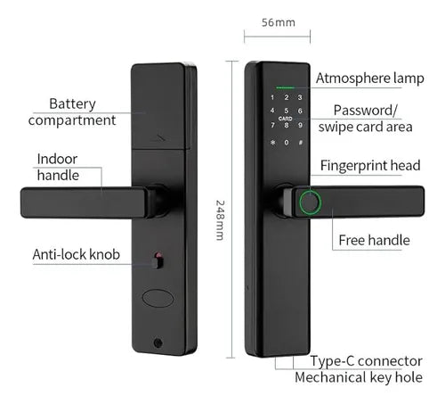 Fechadura Digital Biométrica C/ App Cartão E Wifi Com Senha