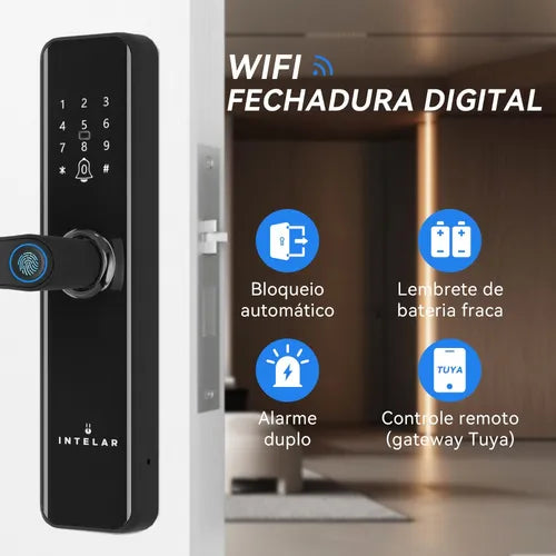 Fechadura Eletronica Digital Com Biometria Senha Intelar