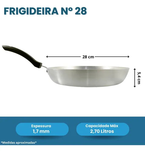 Jogo Frigideira Grande Industrial Profissional Restaurante N28 Alumínio 3 un.