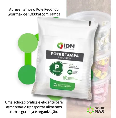 Potes Descartáveis Redondo 24un 1l 1000ml Freezer Microondas