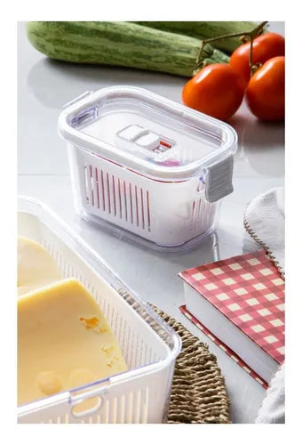Kit 2 Potes Slim Hermético Multiuso Frutas Saladas 630 Ml