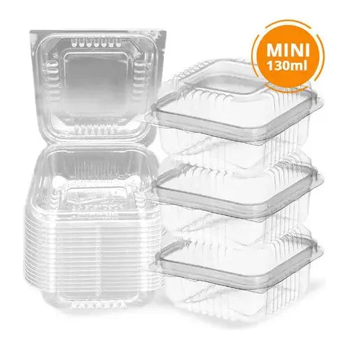300 Embalagem Articulada Mini Doce Quadrado 130ml Bolo Pote