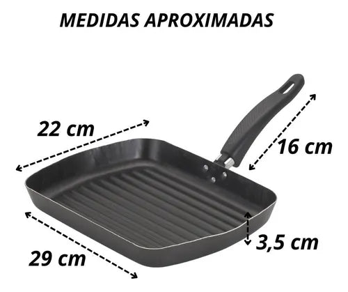 Frigideira Bifeteira Grill Teflon Grelhar Sem Gordura Cor Grafite