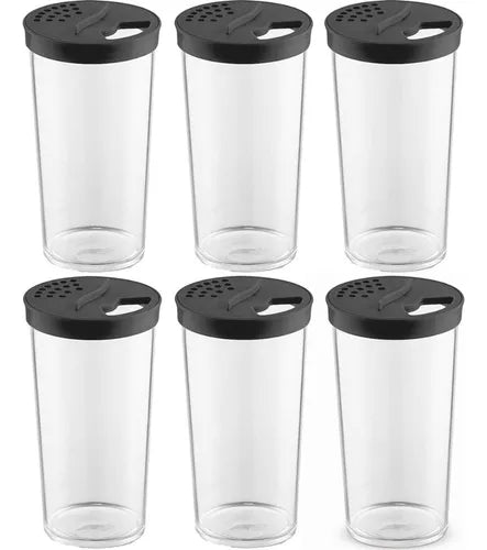 Pote Para Alimentos Hermético Uz Utilidades Slim 500ml Preto - Kit Com 6 Unidades