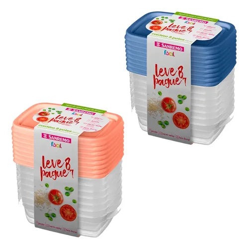 Conjunto De Potes Plástico Sanremo 280ml Leve 16 E Pague 14