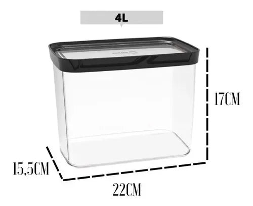 Kit 2 Potes Herméticos Alimentos Arroz Grãos Cozinha Cor Transparente