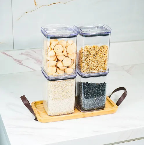Kit 12 Potes Herméticos Porta Mantimentos Quadrado Cozinha