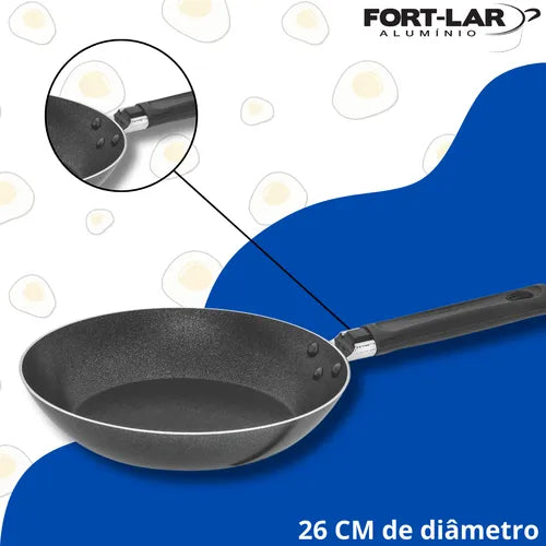 Frigideira Francesa Antiaderente 26cm Aluminio Fort-lar Cor Preto