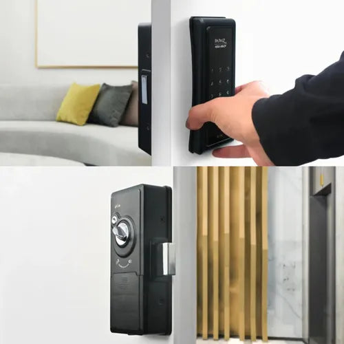Fechadura Eletrônica Papaiz Sobrepor Preta Sl140 Senha Painel Touch